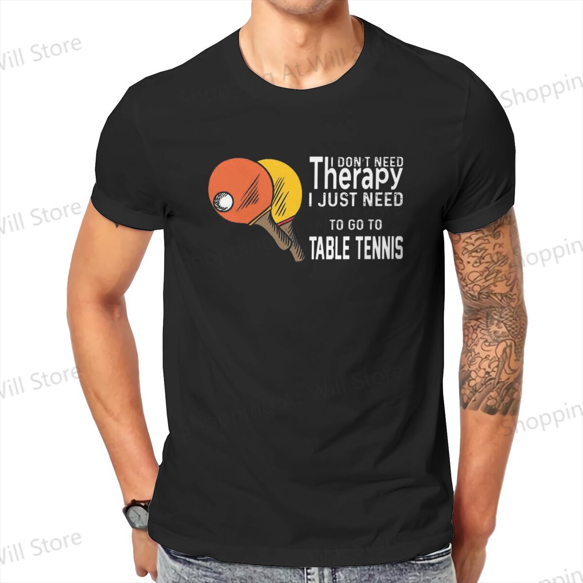 Table Tennis China - 男性と女性のための卓球療法Tシャツ,スポーツとレジャーのための綿100% のTシャツ