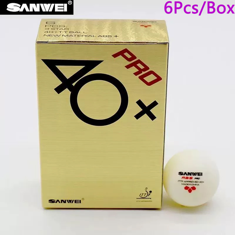 Table Tennis Pro - SANWEI-ABSプロ卓球ボール、ittf承認済み、競技トレーニング用の縫い付けられたピンポンボール、新素材、40、3つ星