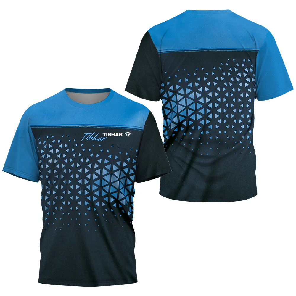 Table Tennis China - メンズ半袖卓球Tシャツ,通気性,速乾性,三角形の断片,バドミントン,テニス,2024