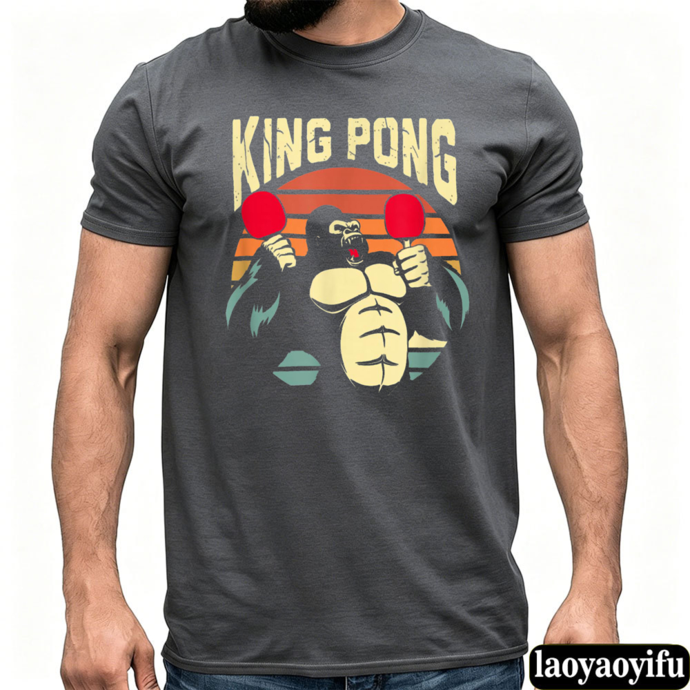 ピンポンキングコング Tシャツ男性ヴィンテージレトロサンセッ - Table Tennis Graphics のレビューと価格