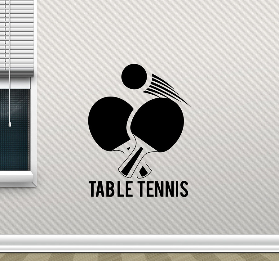 卓球壁ステッカー卓球スポーツビニールデカール壁画リムーバブル - Table Tennis Illustration のレビューと価格